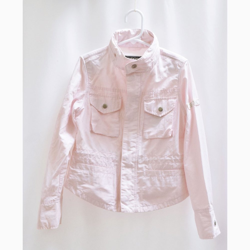 Geox Girl's Size 6 Light Pink Jacket Rain Coat Hoodie